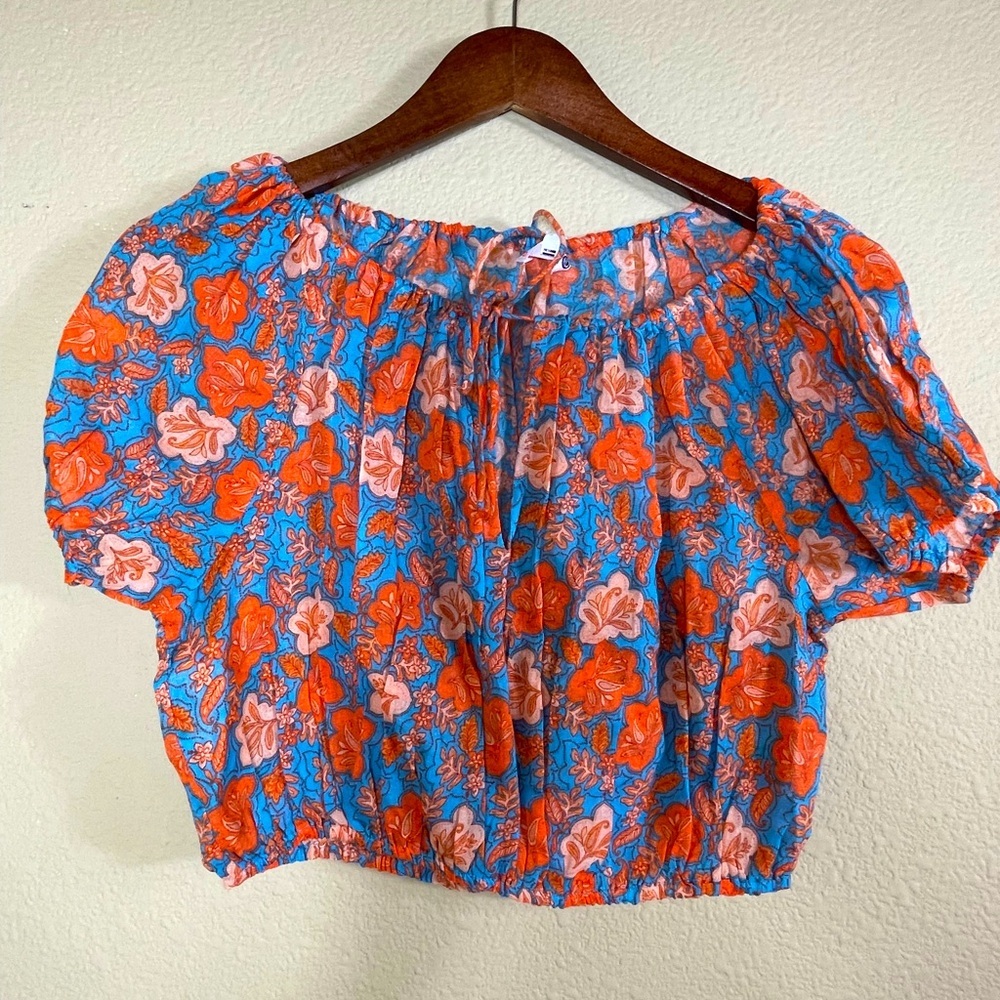 NWT SUNDRY Anthropologie floral off shoulder tie front size XS